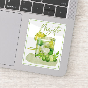 Mojito Cocktail Watercolor Art Sticker