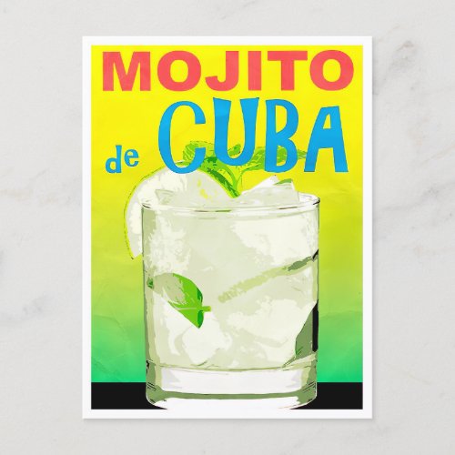 Mojito de Cuba vintage travel postcard