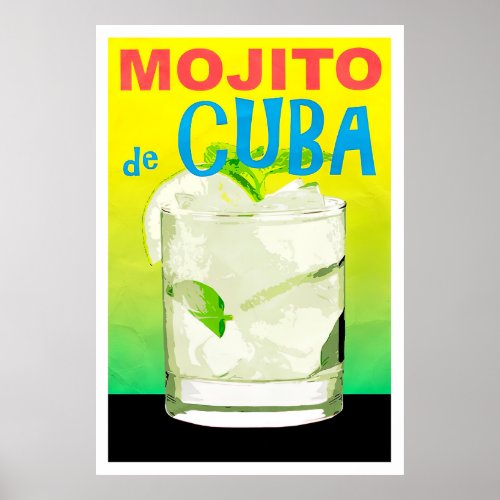 Mojito de Cuba vintage travel poster