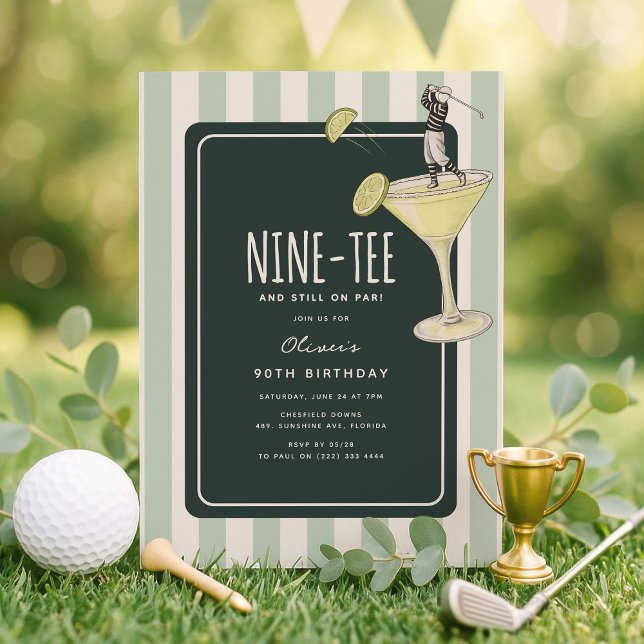 Mojito Golf Themed 90th Birthday Invitation (Creator Uploaded)