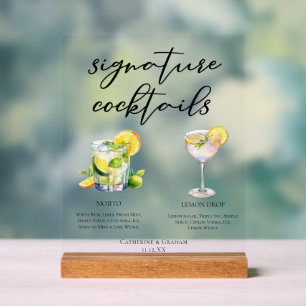 Mojito Lemon Drop Lavish Signature Cocktails Menu Acrylic Sign