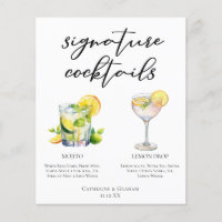 Mojito Lemon Drop Summer Signature Cocktails Menu