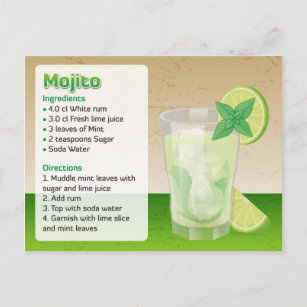 Mojito Recipe Postcards No Minimum Quantity Zazzle