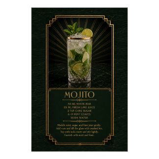 Mojito Recipe Poster | Bar Art