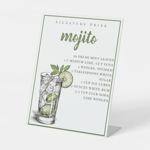 Mojito Recipe Signature Drink  Pedestal Sign