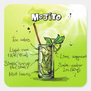 Mojito Recipe Square Sticker