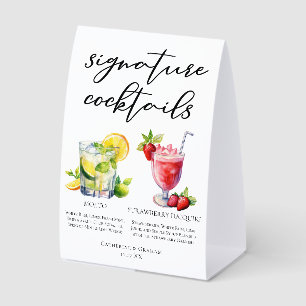 Mojito Strawberry Daiquiri Signature Cocktail Menu Paper Table Tent