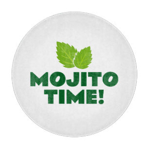 Mojito Time cocktail party round glass bartender Cutting Board