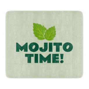 Mojito Time glass cutting board for cocktail party