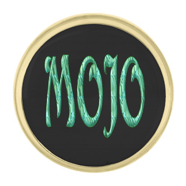 Mojo black gold round lapel pin (Front)