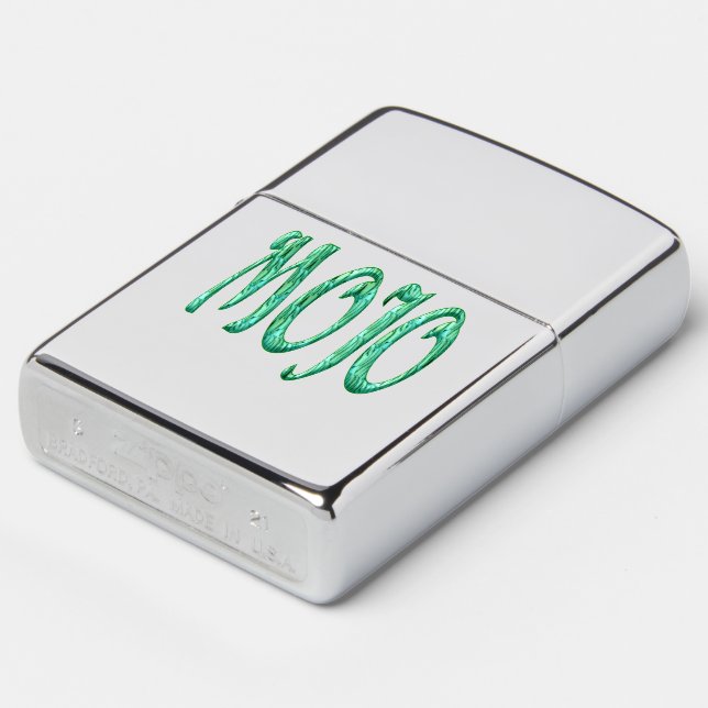 Mojo clear Zippo chrome lighter (Angled)