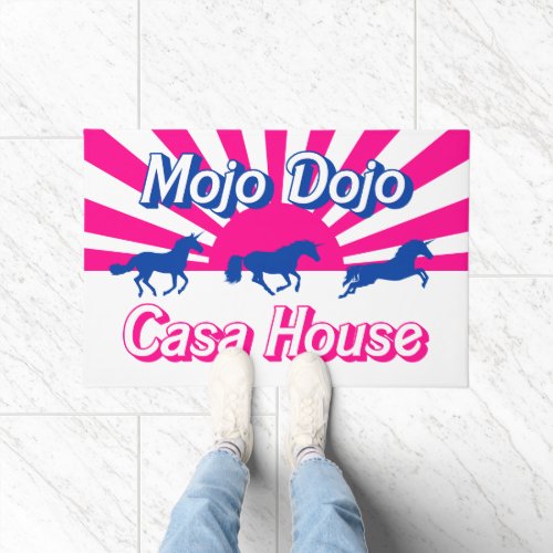 Mojo Dojo Casa House Barbiecore Pink Unicorn  Doormat