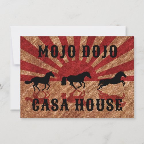 Mojo Dojo Casa House Western Horses Rising Sun Holiday Card