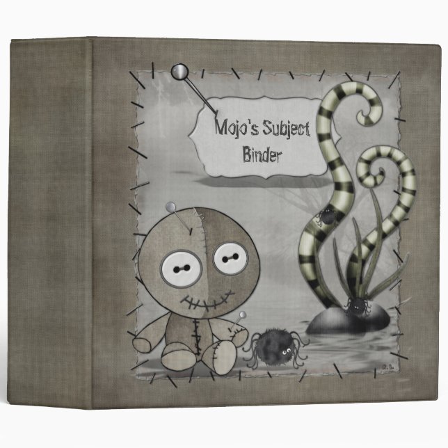 MOJO Gothic Voodoo Doll PERSONALIZED SUBJECT 3 Ring Binder (Front/Spine)