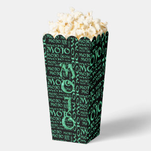 Mojo green all over black popcorn boxes