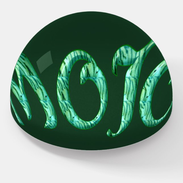 Mojo green glass dome paperweight (Angled)