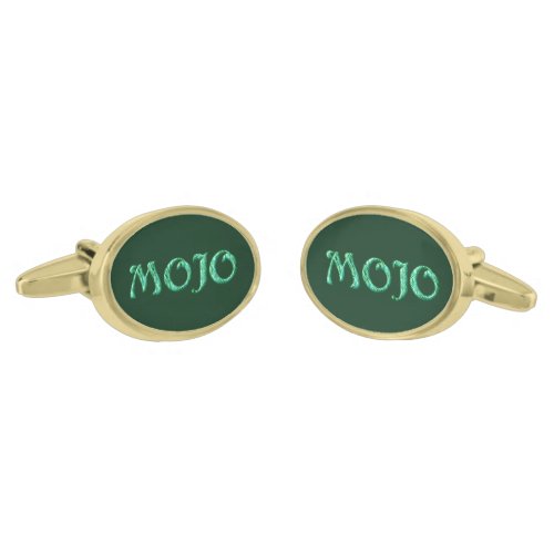 Mojo green gold oval cufflinks