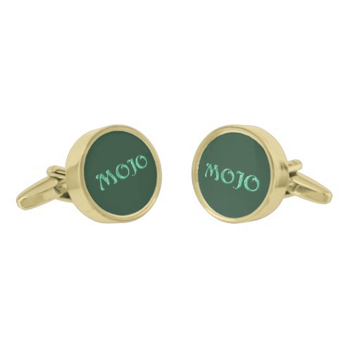 Mojo green gold round cufflinks