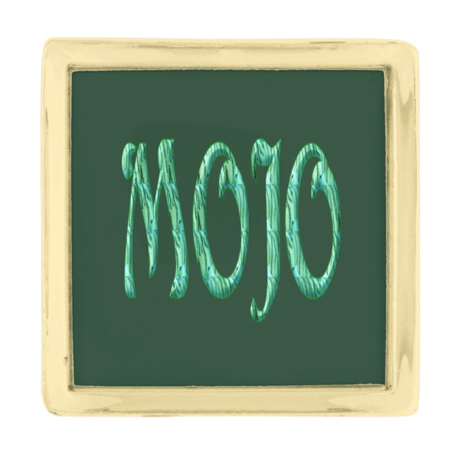 Mojo green gold square lapel pin (Front)