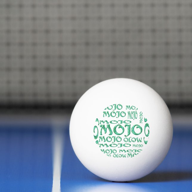 Mojo green magic white 3-star ping pong ball (Net)