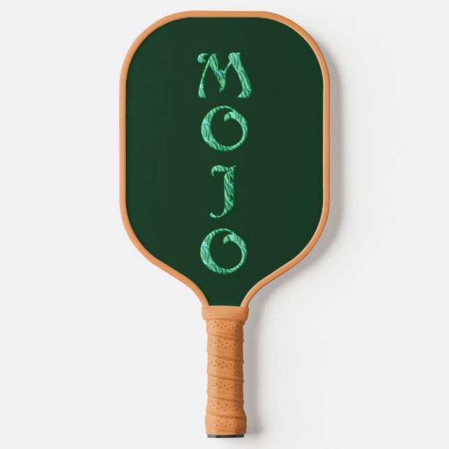 Mojo green n tan pickleball paddle (Front)