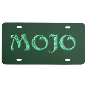 Mojo green plastic car license plate