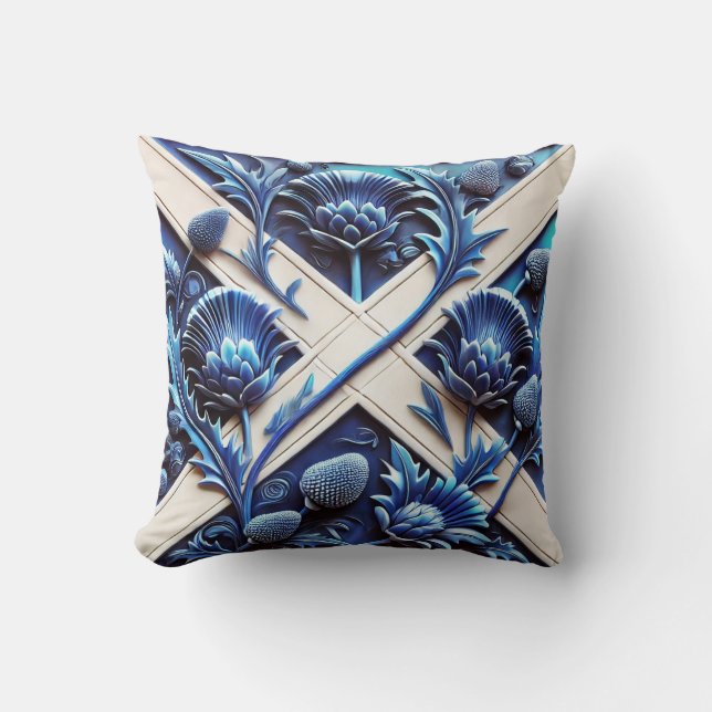  MoJo Pillow with Scottish Thistles Design (Front)