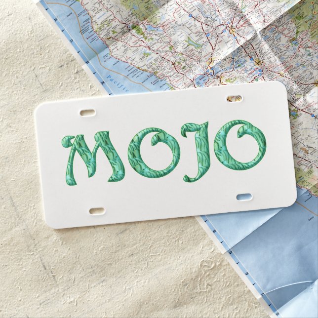 Mojo plastic car license plate (In Situ)