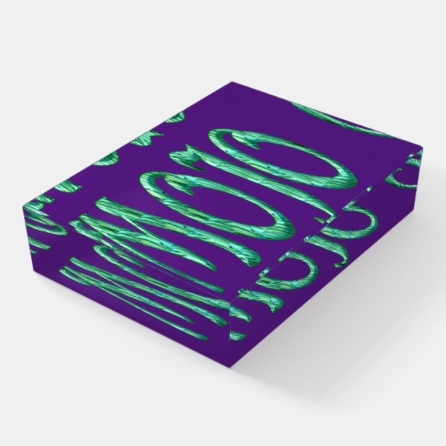 Mojo purple glass rectangle paperweight (Angled)