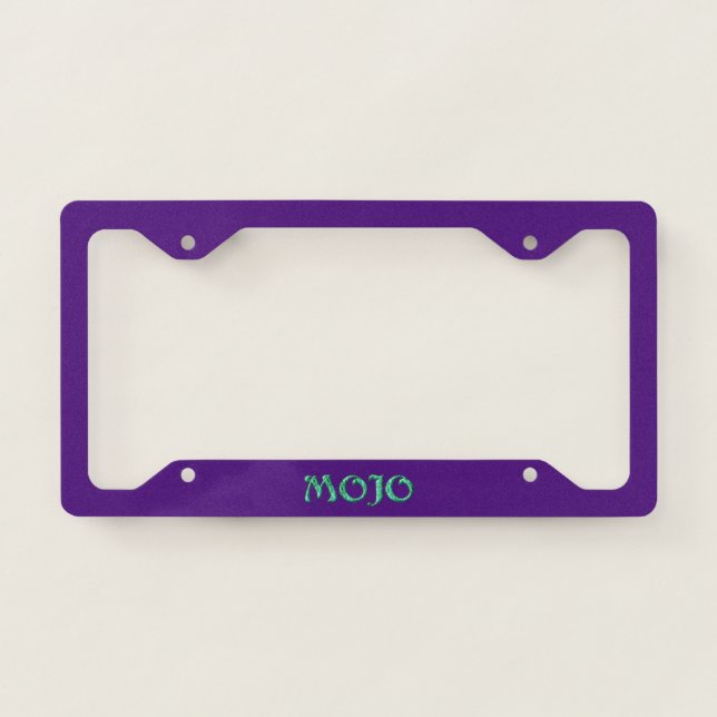 Mojo purple license plate frame (Front)