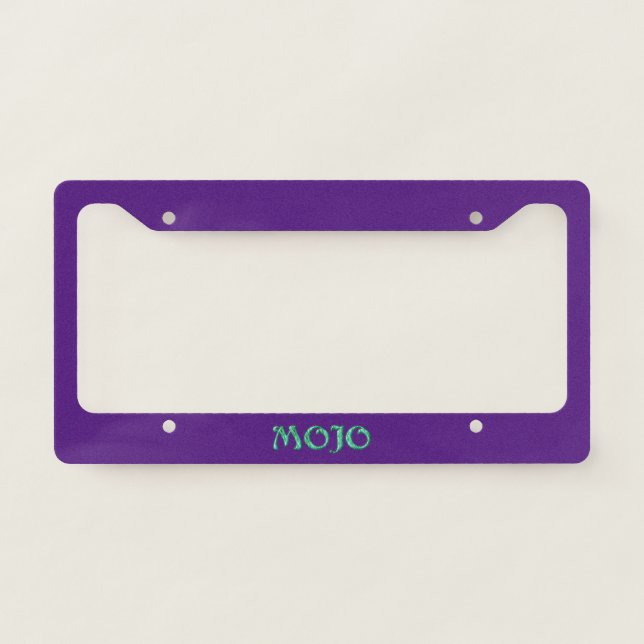 Mojo purple license plate frame (Front)