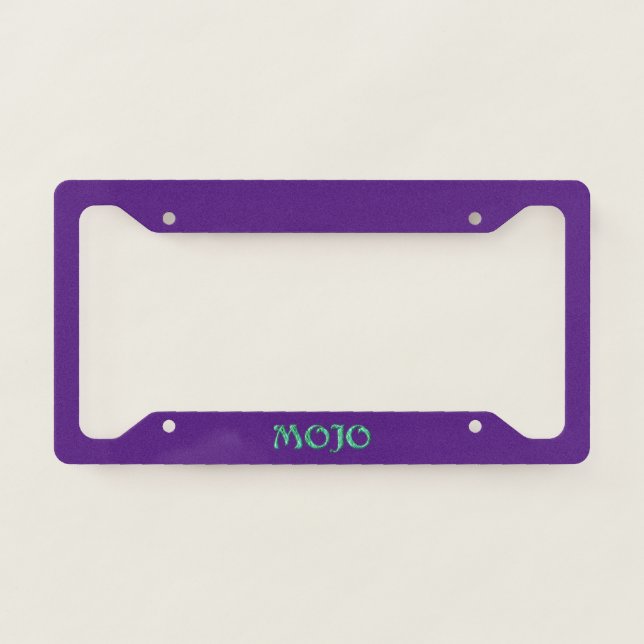 Mojo purple license plate frame (Front)