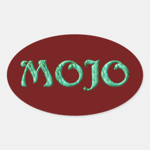 Mojo red oval stickers