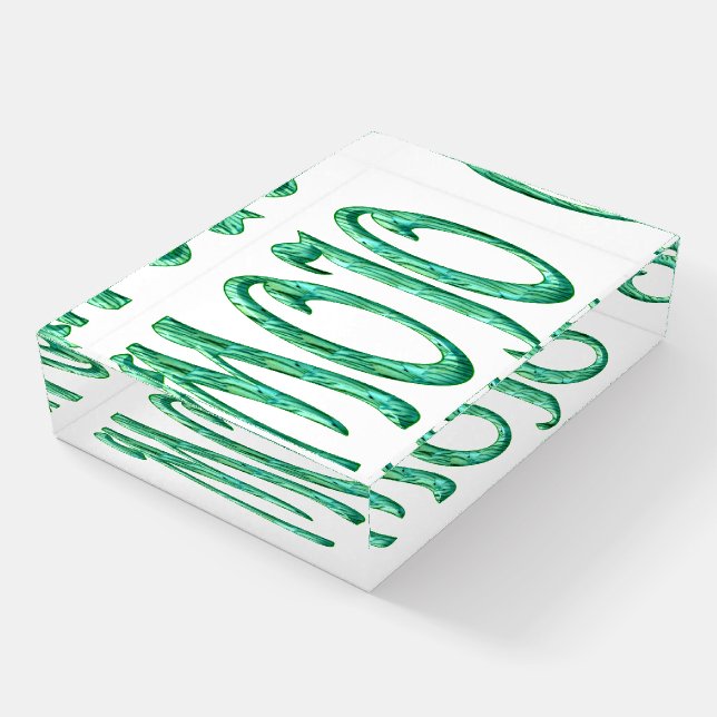 Mojo white glass rectangle paperweight (Angled)