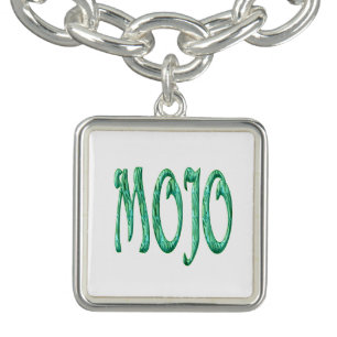 Mojo white sterling silver square charm bracelet