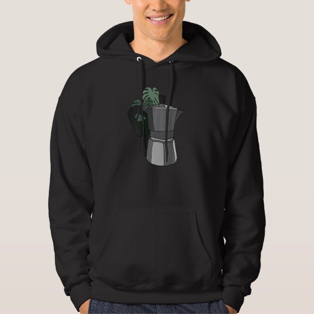 Moka Pot Coffee Maker and Monstera Hoodie (Front)