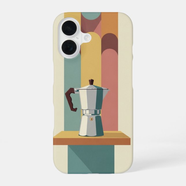 Moka Pot on Retro Block iPhone Case (Back)