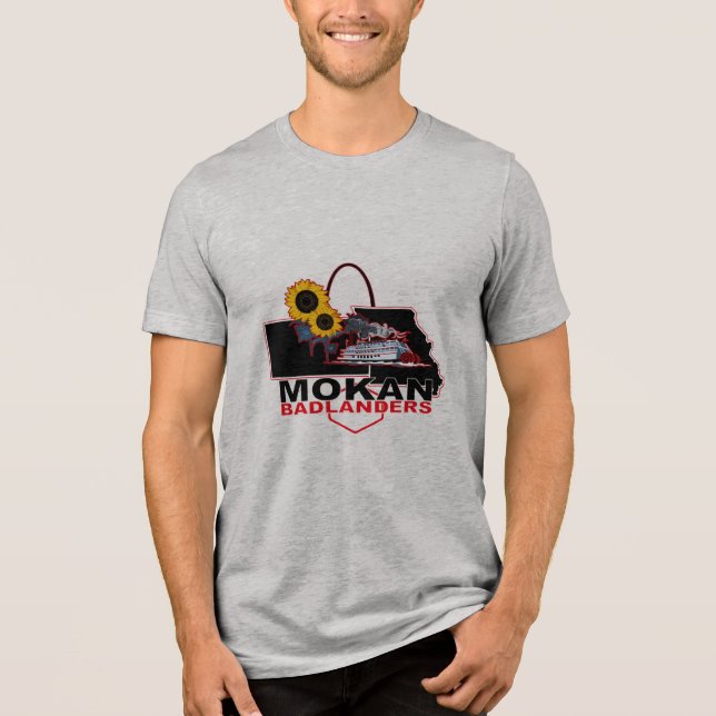 MOKAN Badlanders Mens Gray Tri-Blend Shirt (Front)