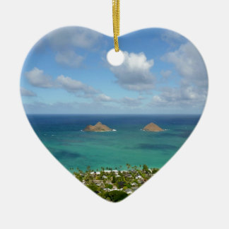 Moks off the shore of Lanikai Ceramic Ornament