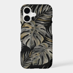 Moku Island Hawaiian Watercolor Monstera - Black iPhone 17 Case