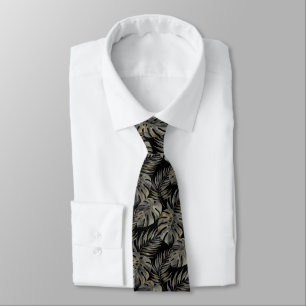 Moku Island Hawaiian Watercolor Monstera -Black Neck Tie