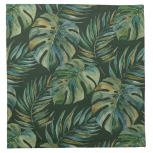 Moku Island Hawaiian Watercolor Monstera- Green Cloth Napkin