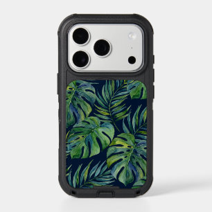 Moku Island Hawaiian Watercolor Monstera - Navy iPhone 17 Pro Case