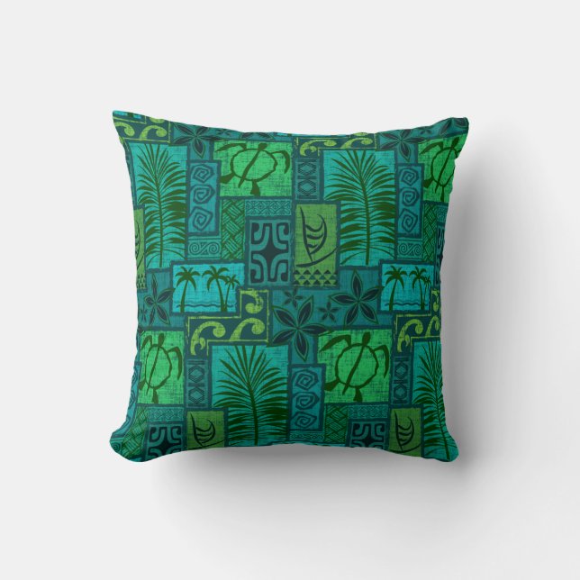 Moku Malihini blue Throw Pillow (Front)