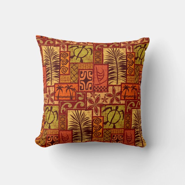 Moku Malihini red Throw Pillow (Front)