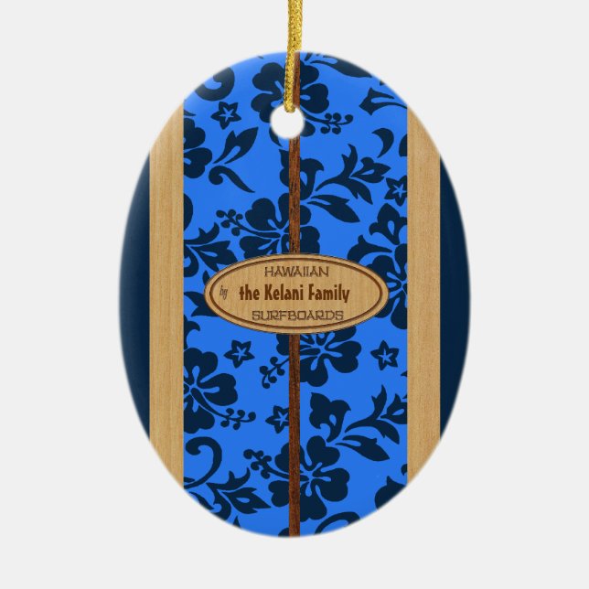 Mokuleia Customizable Vintage Surfboard Ornament (Front)