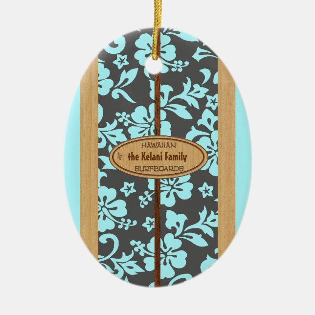 Mokuleia Customizable Vintage Surfboard Ornament (Front)