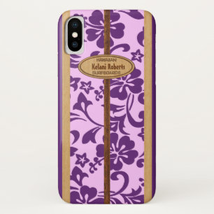 Mokuleia Hawaiian Faux Wood Monogram Surfboard iPhone X Case