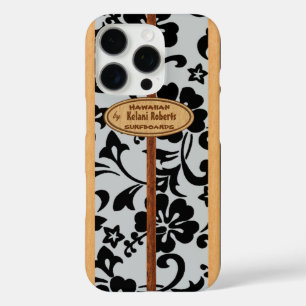 Mokuleia Hawaiian Faux Wood Monogram Surfboard iPhone 16 Pro Case