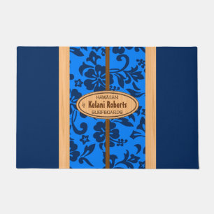 Mokuleia Hawaiian Faux Wood Monogram Surfboard Doormat